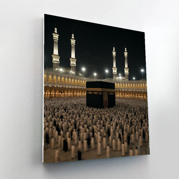 Hajj Pilgrims Circling The Kaaba At Night paint by color