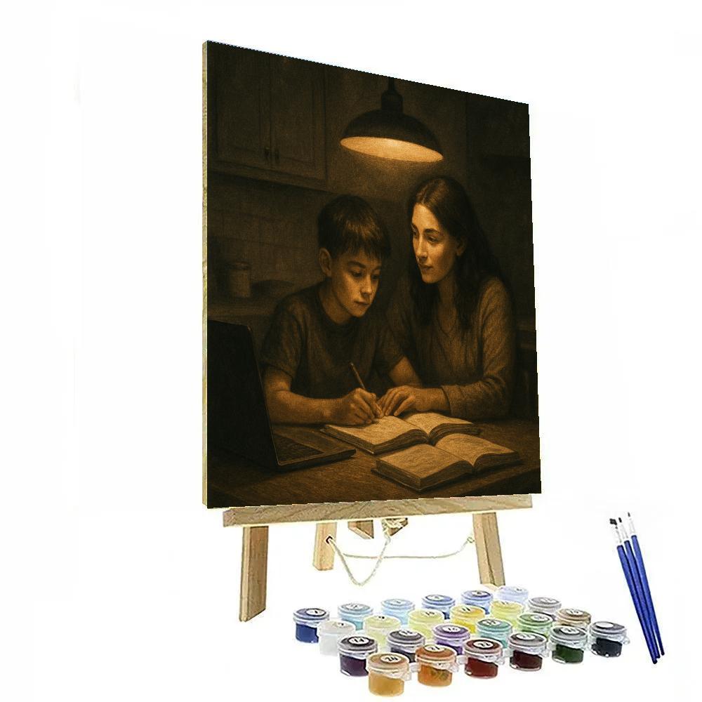 Evening Kitchen Homework Help With Mom paint by number