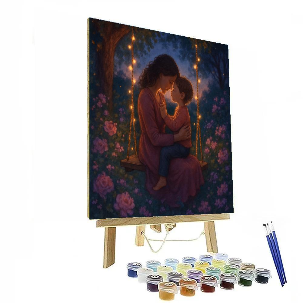 Garden Swing Under Fairy Lights With Mom painting number kit