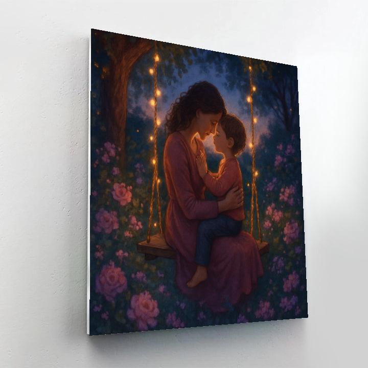 Garden Swing Under Fairy Lights With Mom painting number kit