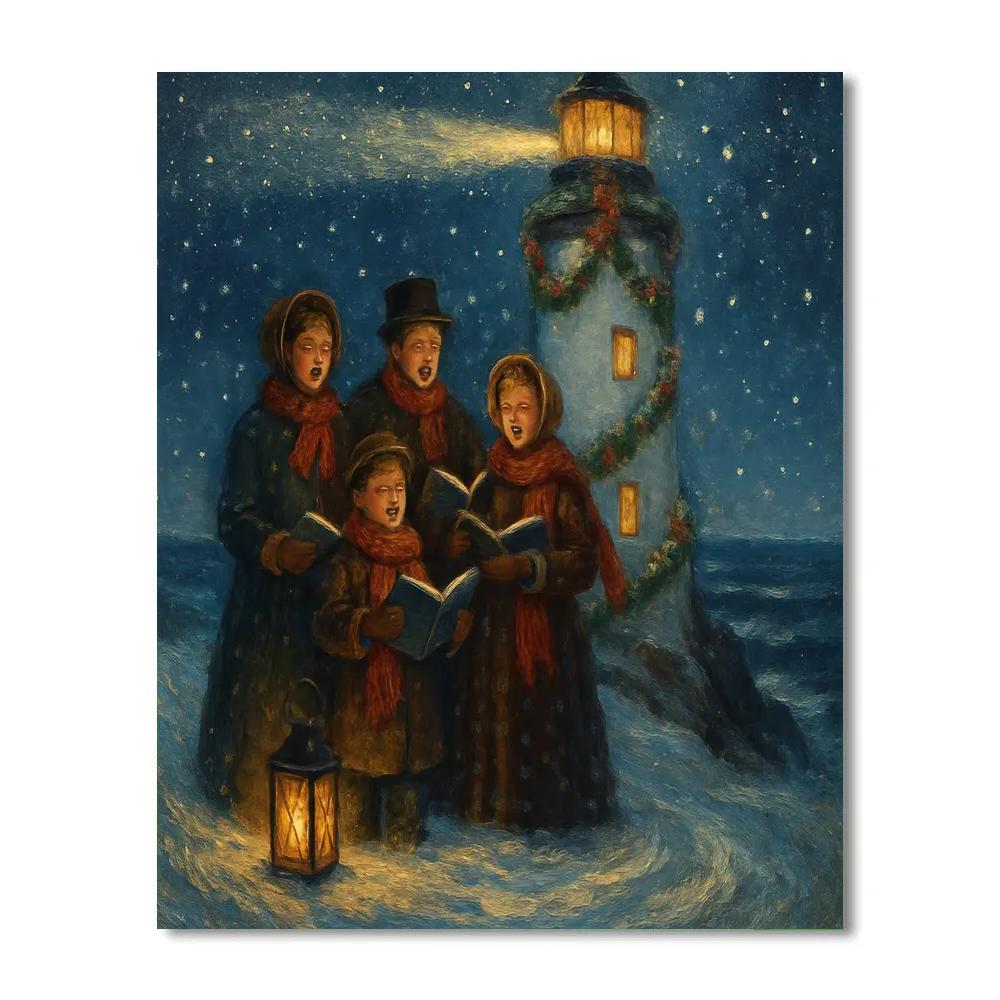 Lighthouse Carolers DIY paint by numbers