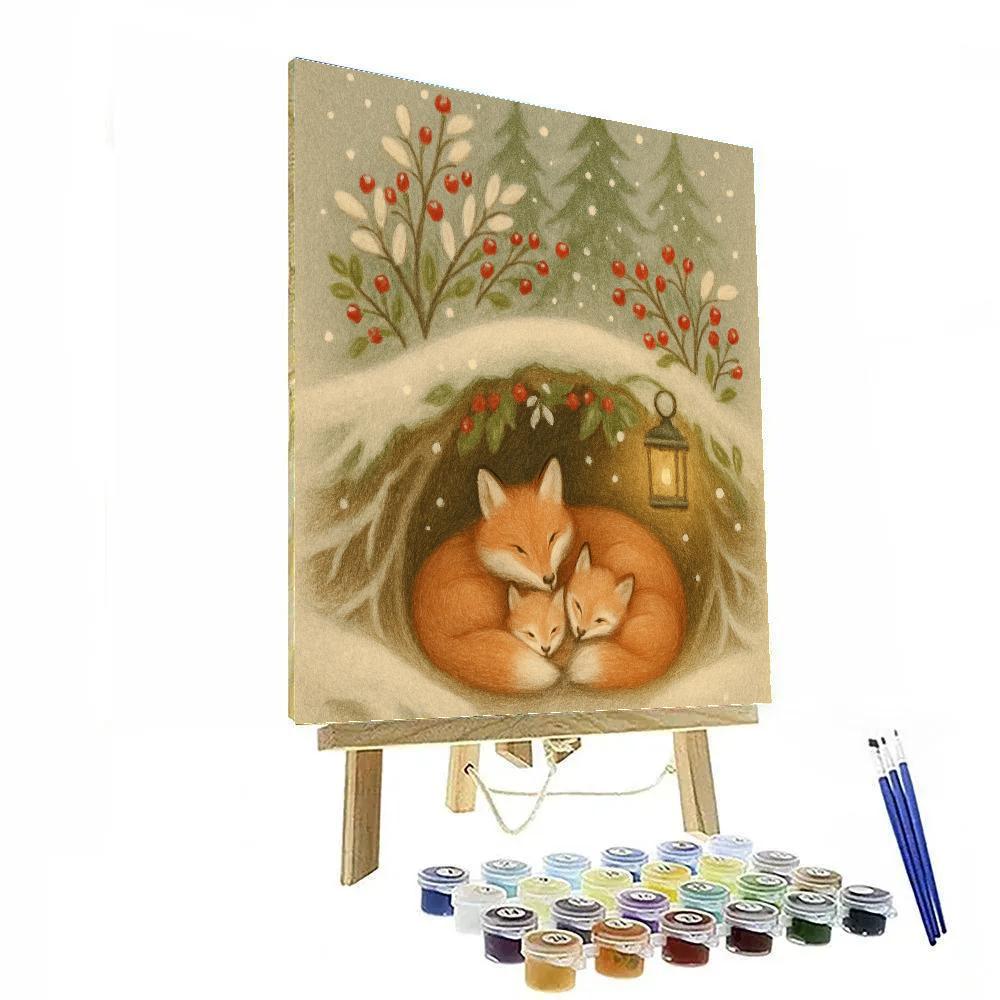 Mistletoe Fox Den DIY paint by numbers