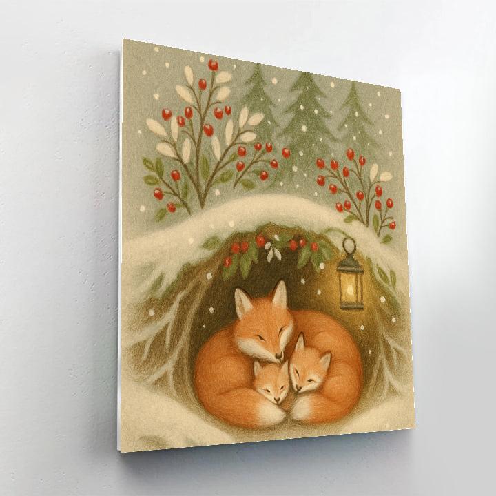 Mistletoe Fox Den DIY paint by numbers
