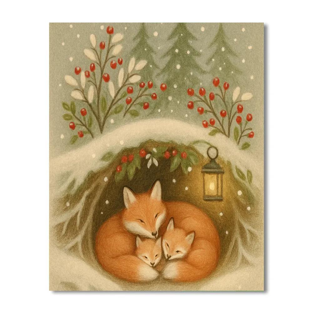 Mistletoe Fox Den DIY paint by numbers