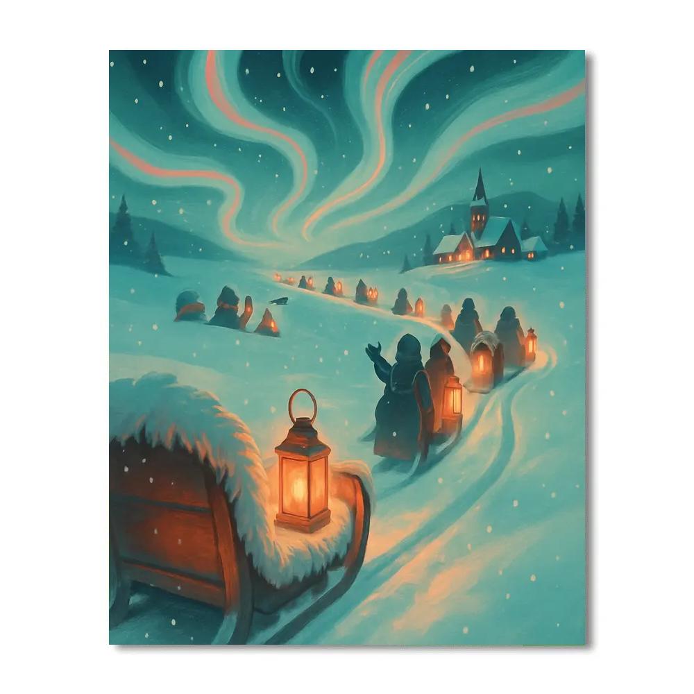 Caravan Of Winter Lights paint by number