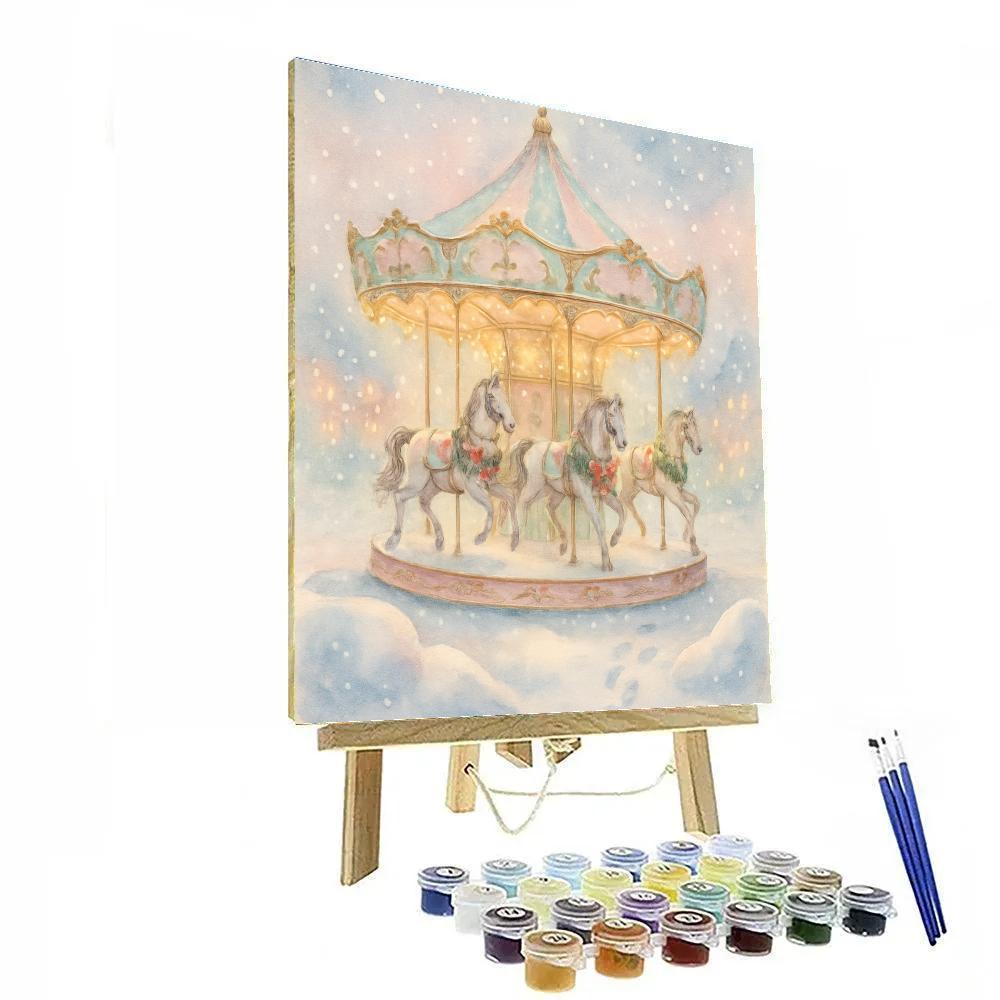 Snowy Carousel Dream painting number kit