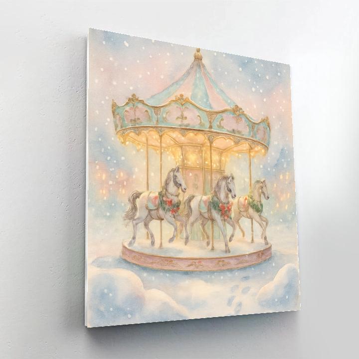 Snowy Carousel Dream painting number kit