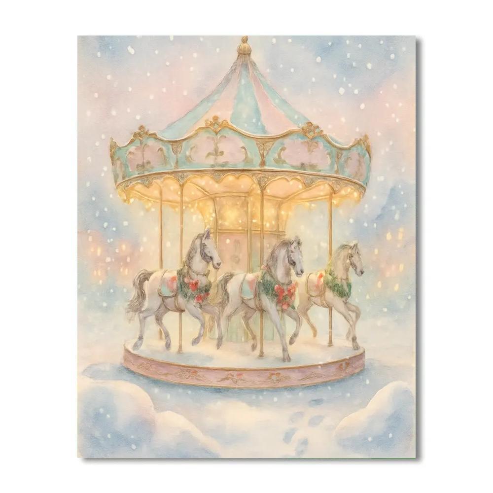 Snowy Carousel Dream painting number kit