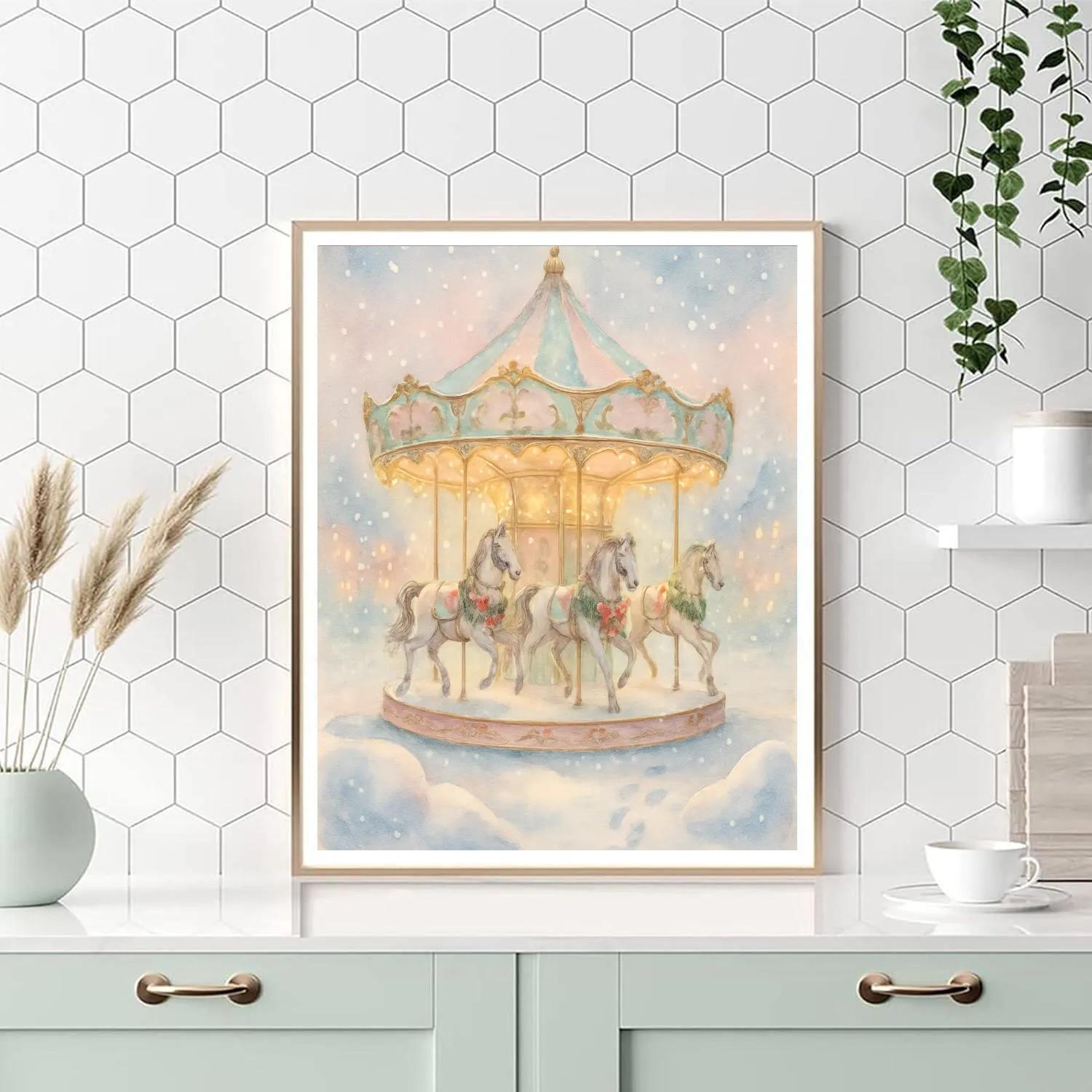 Snowy Carousel Dream painting number kit
