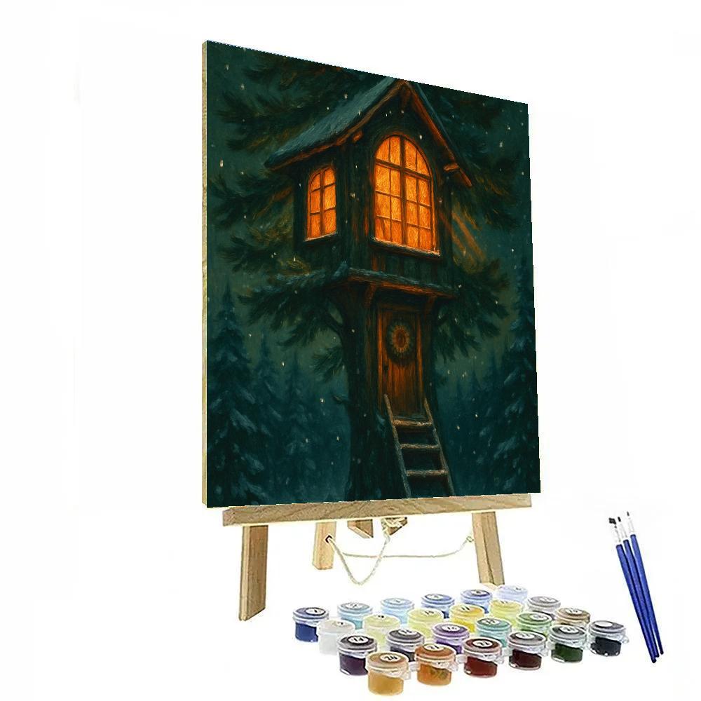 Midnight Pine Library painting number kit