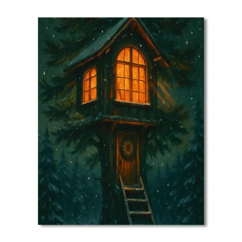 Midnight Pine Library painting number kit