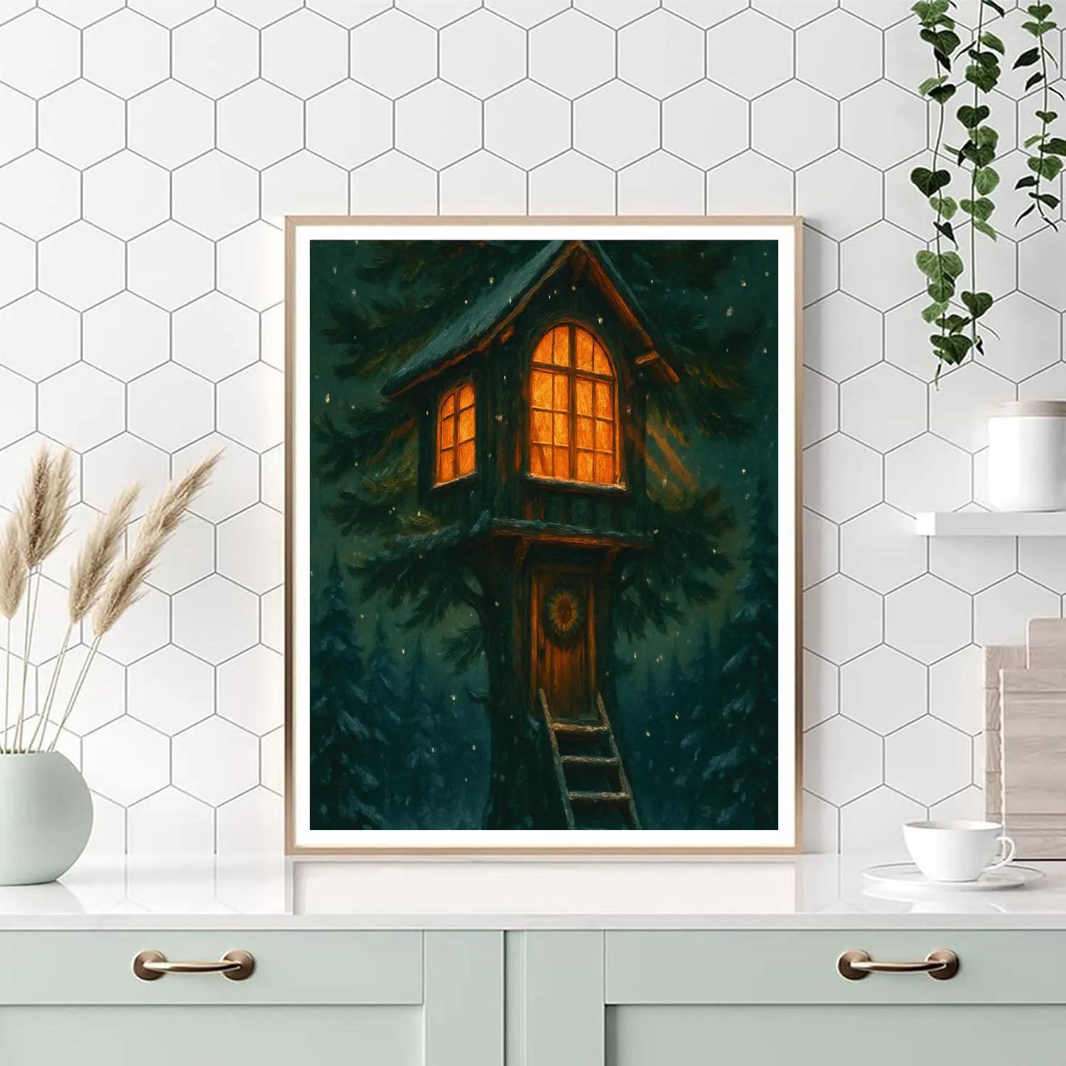 Midnight Pine Library painting number kit