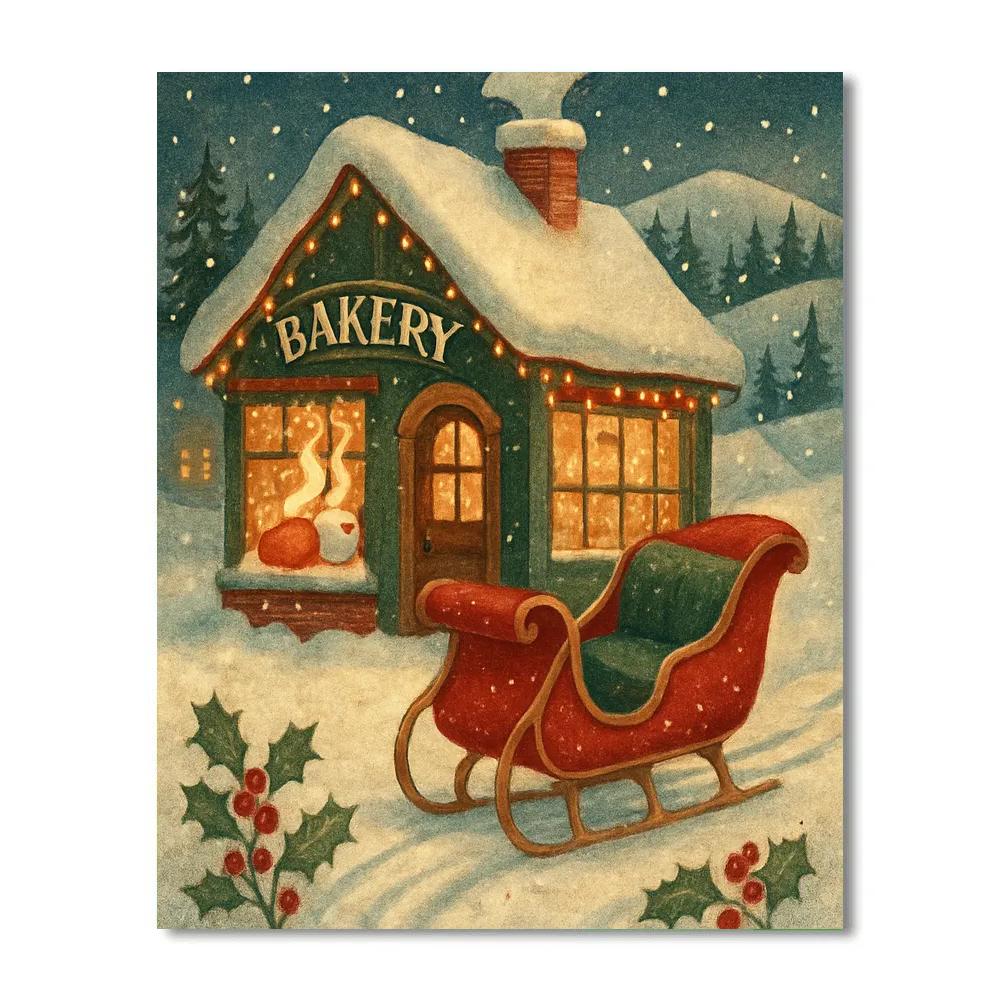 Northern Bakery Sleigh Stop Painting by numbers kit