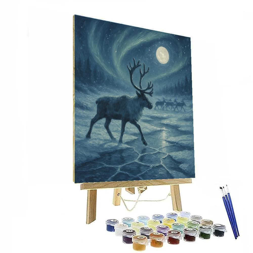 Moonlit Caribou Crossing Paint by numbers art
