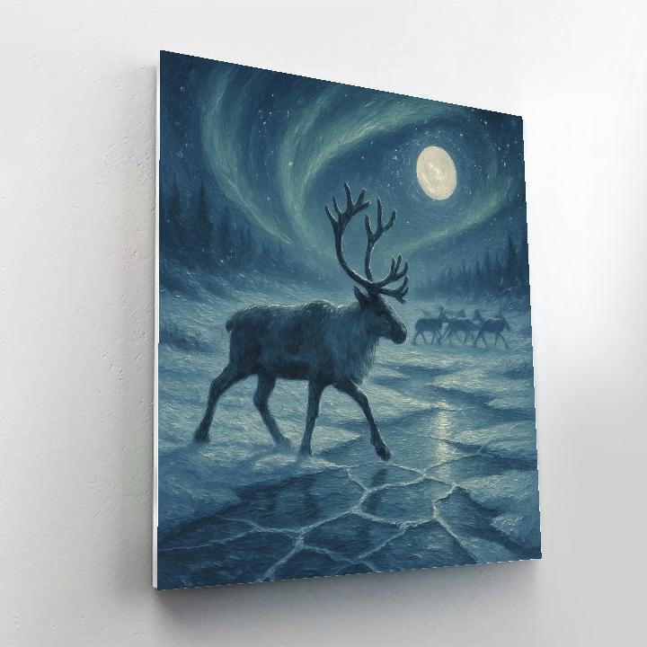 Moonlit Caribou Crossing Paint by numbers art