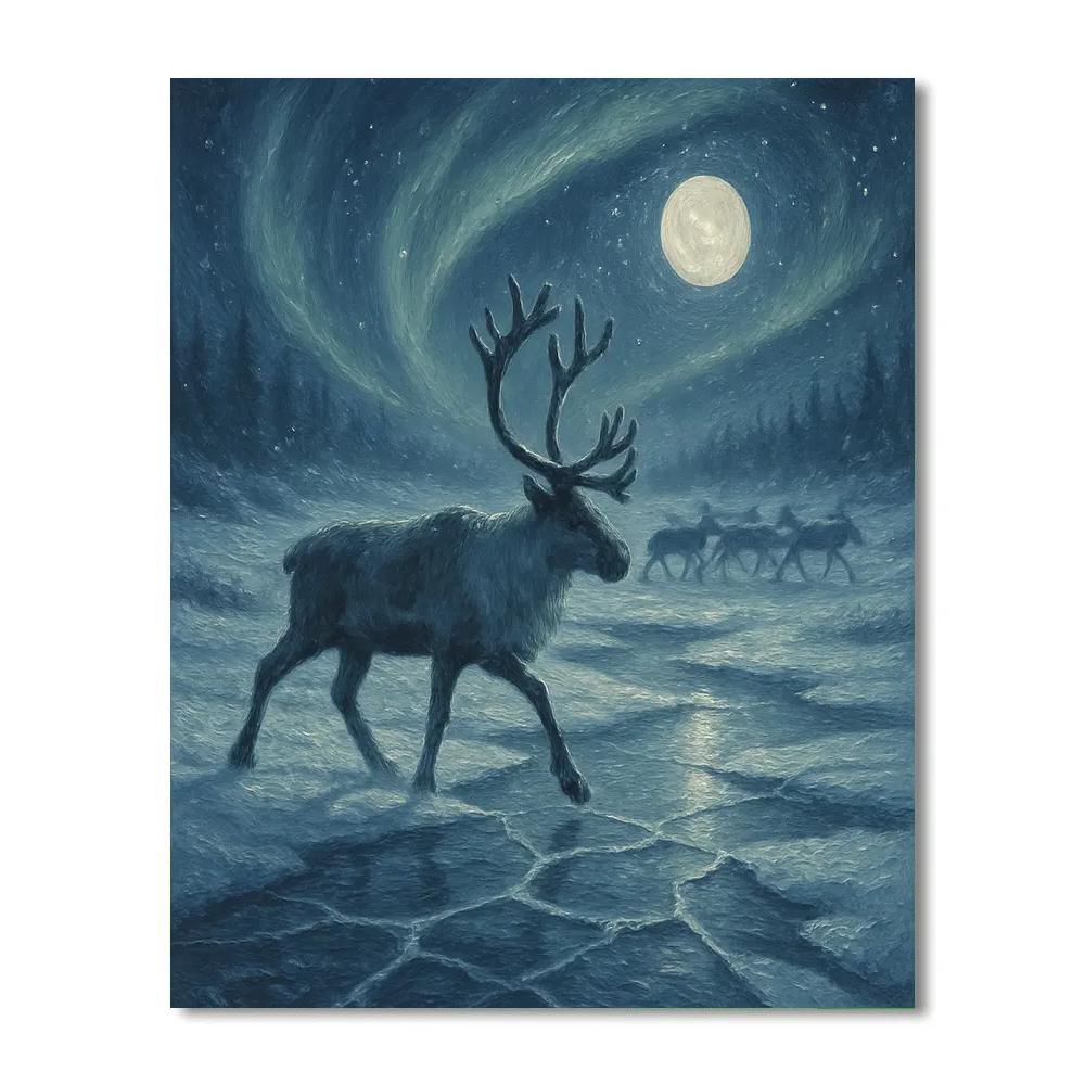 Moonlit Caribou Crossing Paint by numbers art