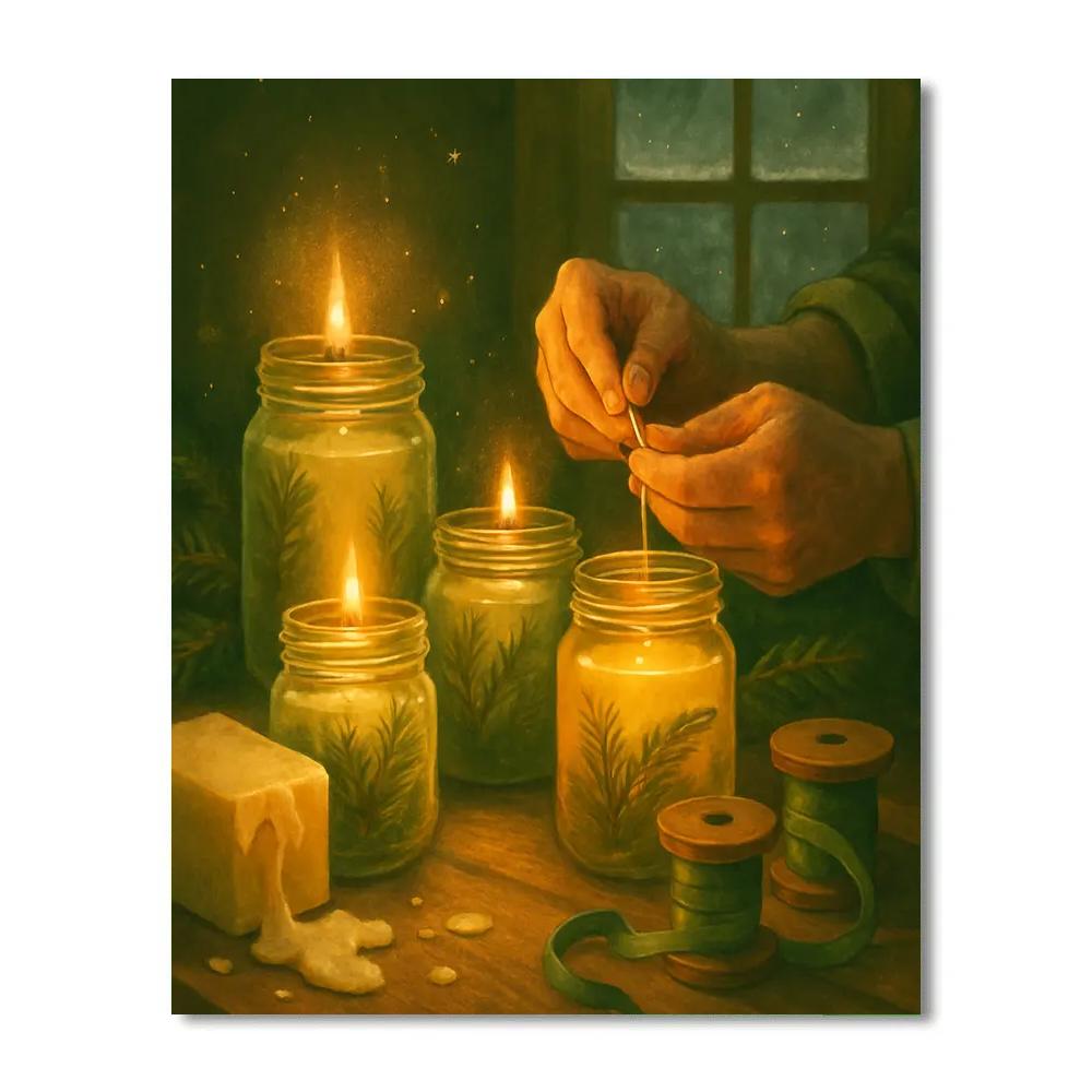 Fir Needle Candle Lab Paint by numbers art