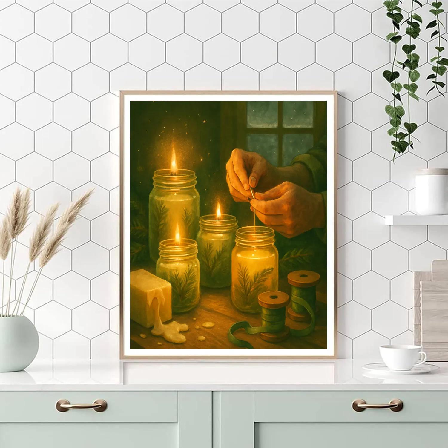 Fir Needle Candle Lab Paint by numbers art