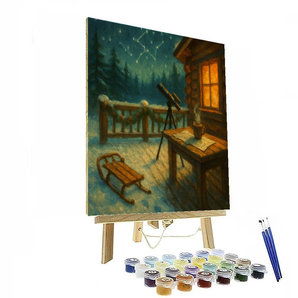 Pine Needle Observatory Cabin Painting by numbers kit