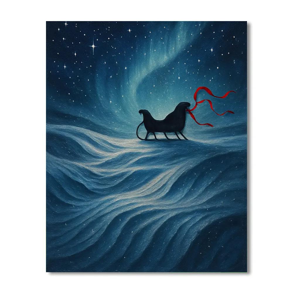 Starlit Sleigh Over Dunes paint by number