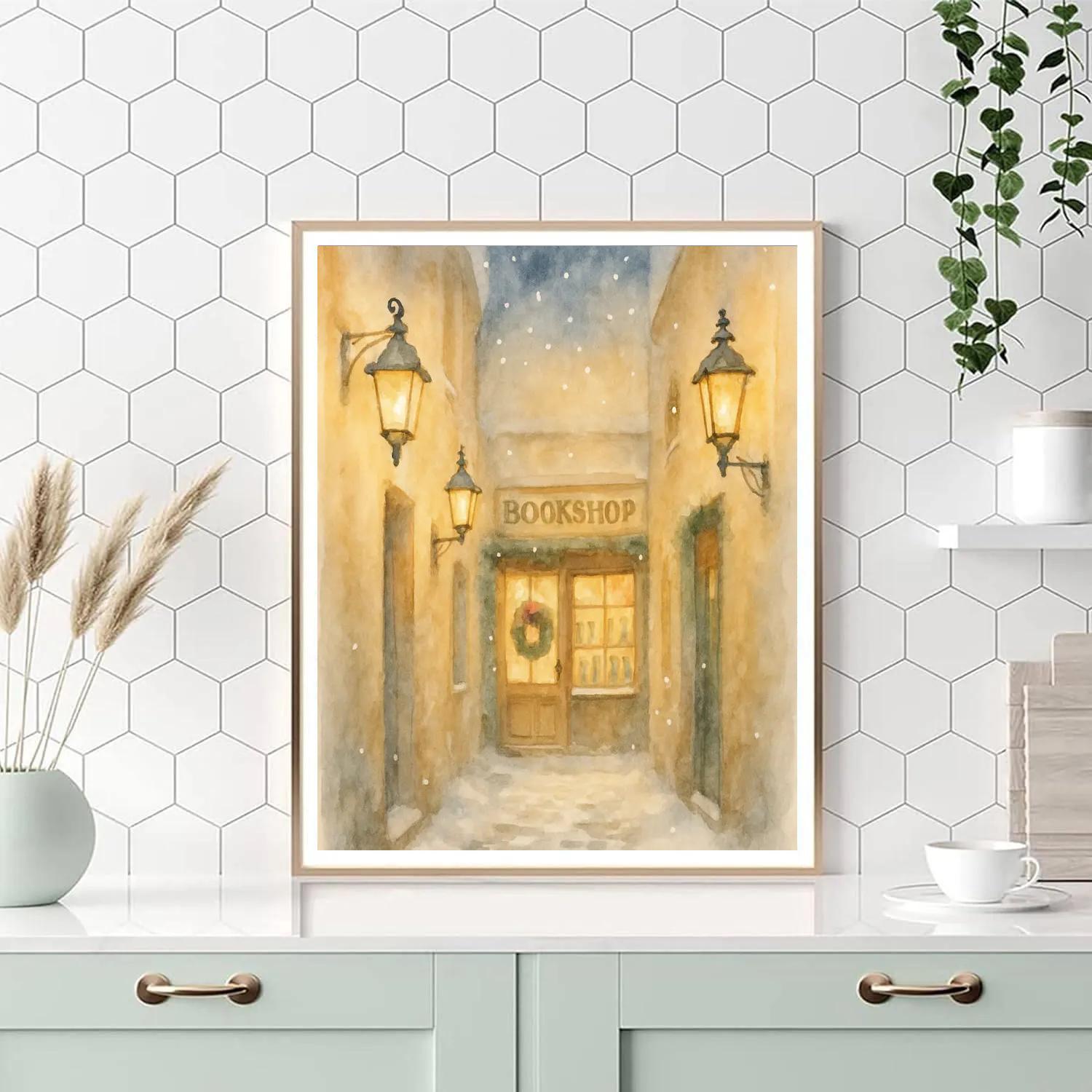 Frosted Lantern Library Lane Paint by numbers art