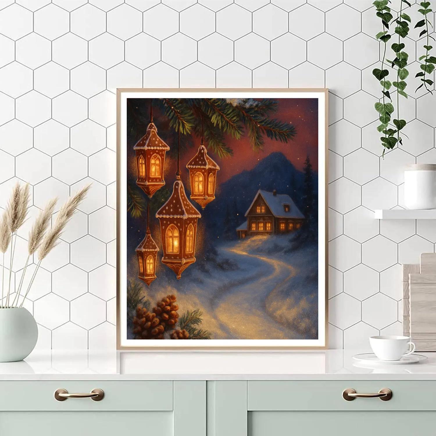 Midnight Ginger Lantern Path painting number kit