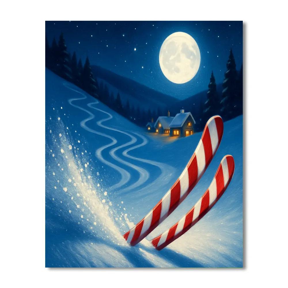 Peppermint Ski Ridge DIY paint by numbers