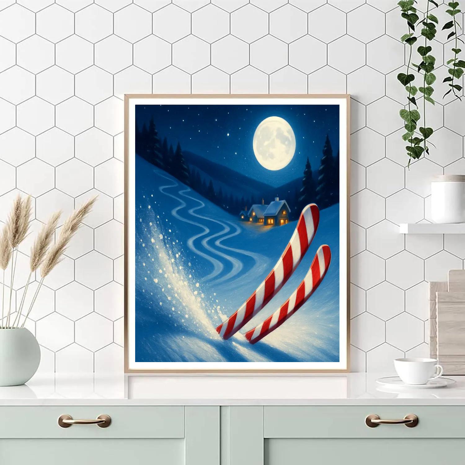 Peppermint Ski Ridge DIY paint by numbers