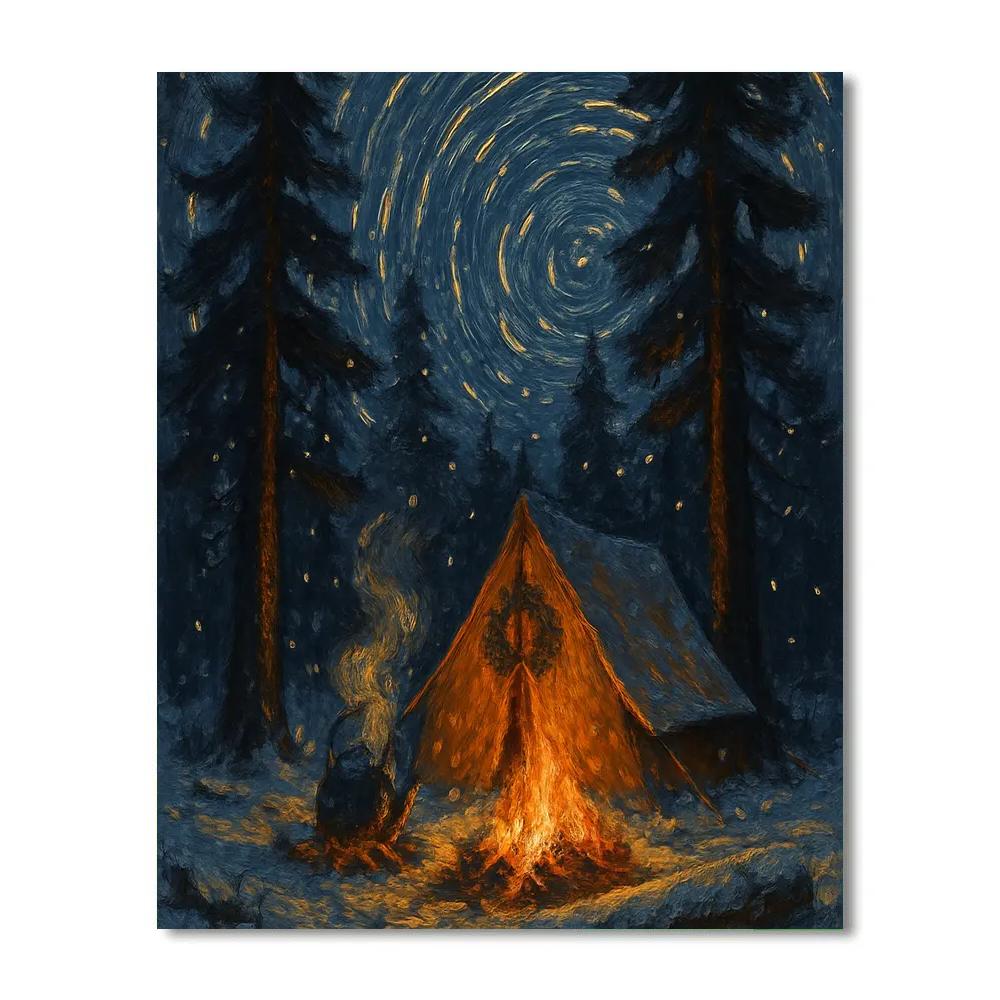 Star Trail Pines Camp Paint by numbers art