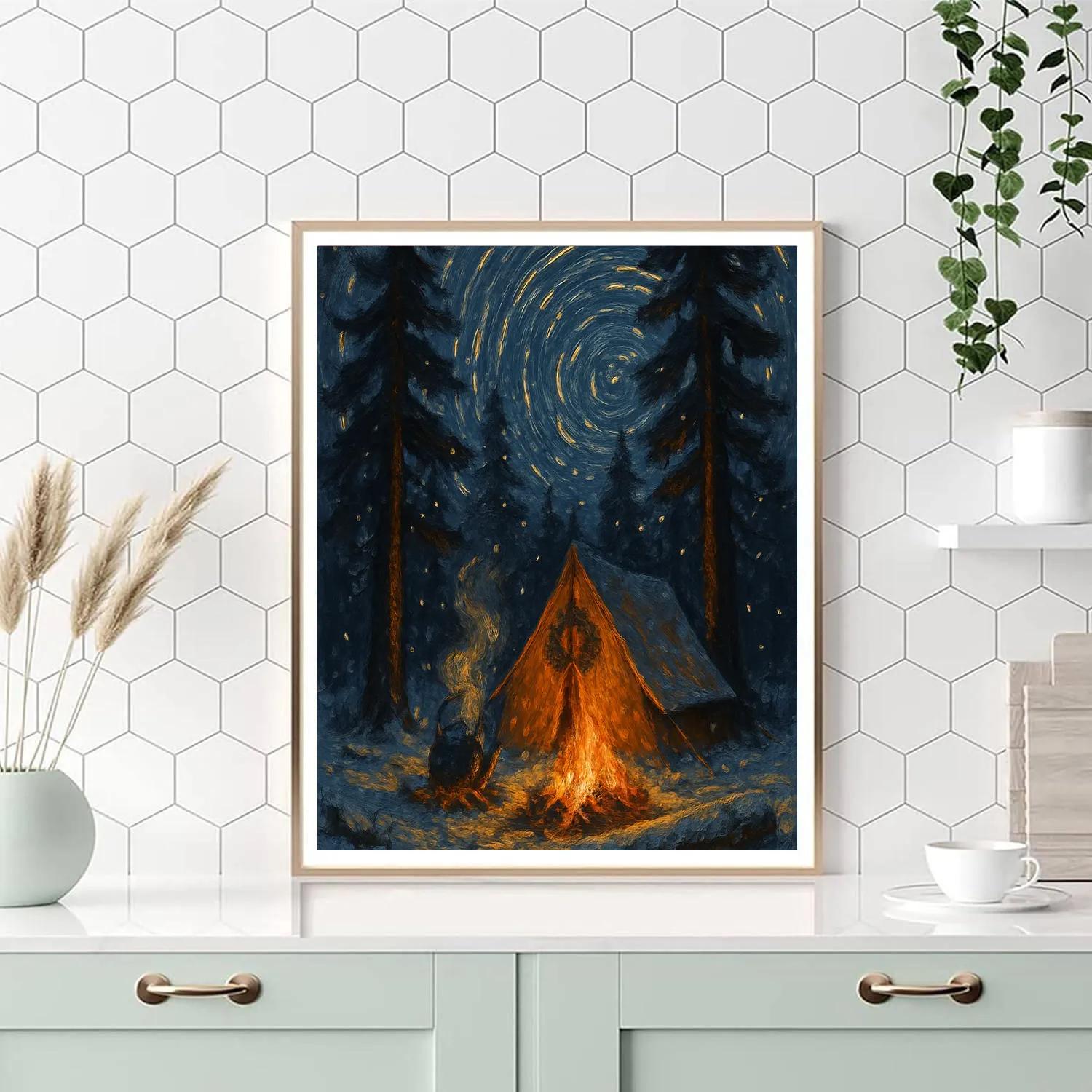 Star Trail Pines Camp Paint by numbers art