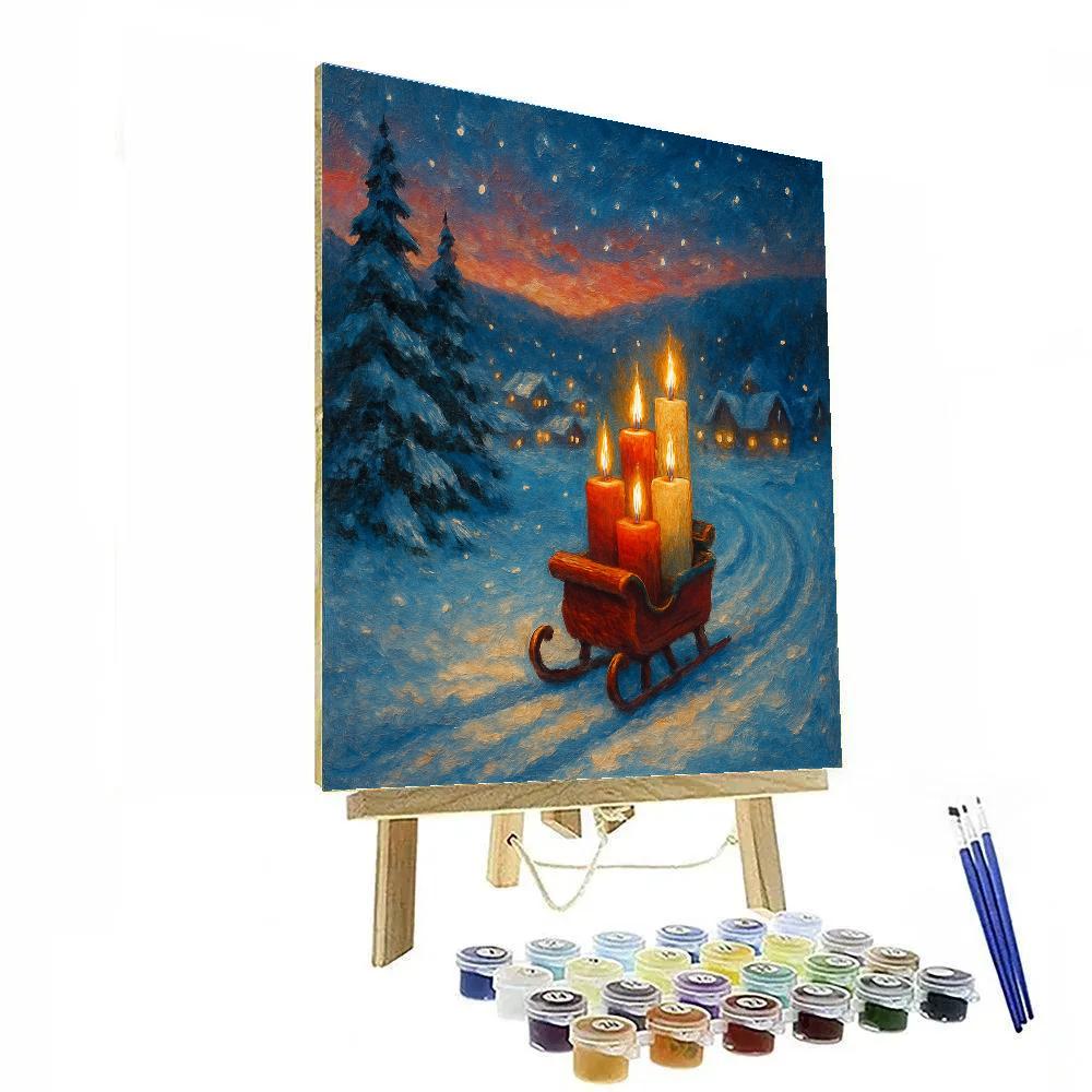 Snow Valley Candle Sleigh Paint by numbers kits