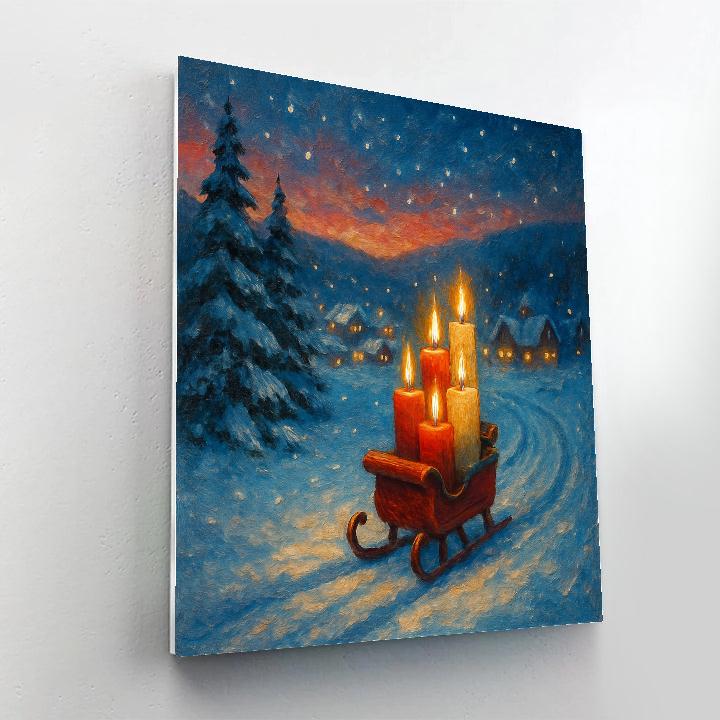 Snow Valley Candle Sleigh Paint by numbers kits