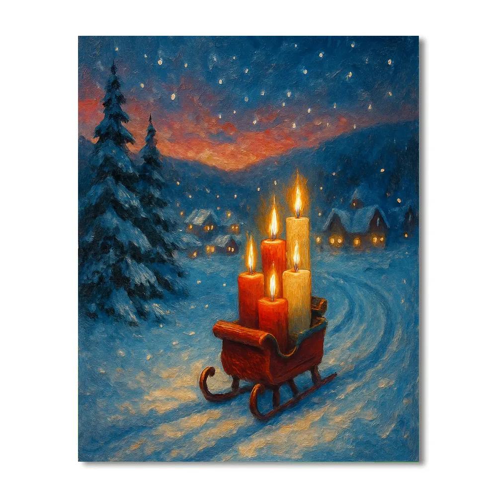 Snow Valley Candle Sleigh Paint by numbers kits