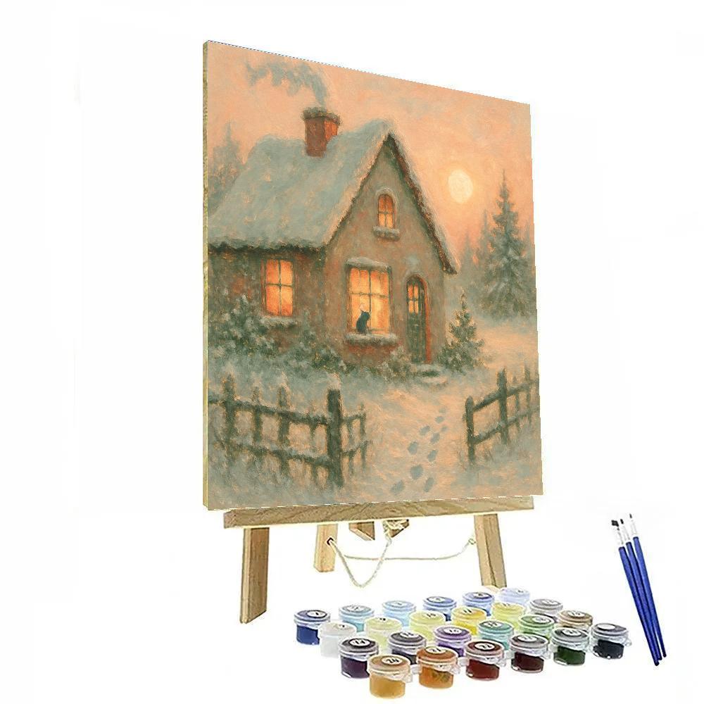 Cottage Hearth Snow Morning paint by numbers