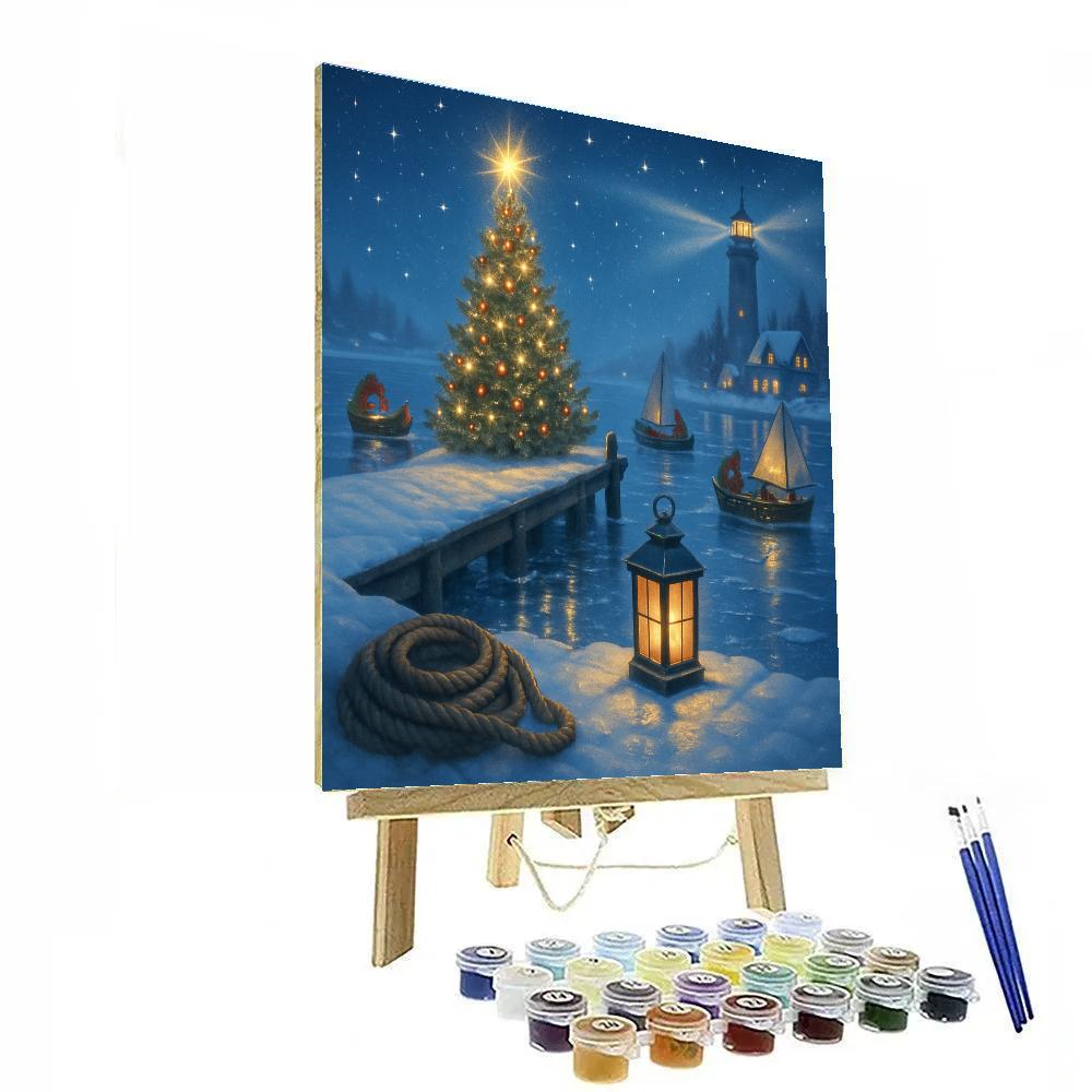 Starry Harbor Tree Lighting DIY paint by numbers