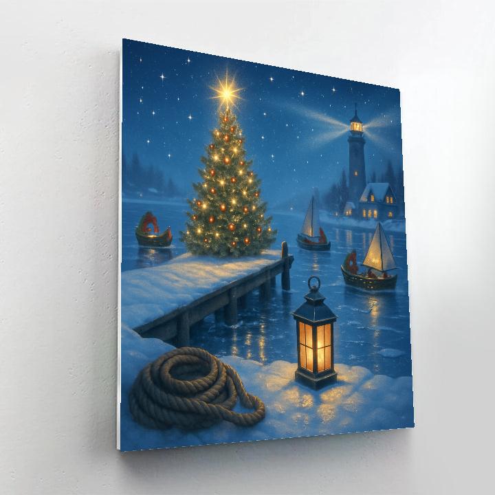 Starry Harbor Tree Lighting DIY paint by numbers