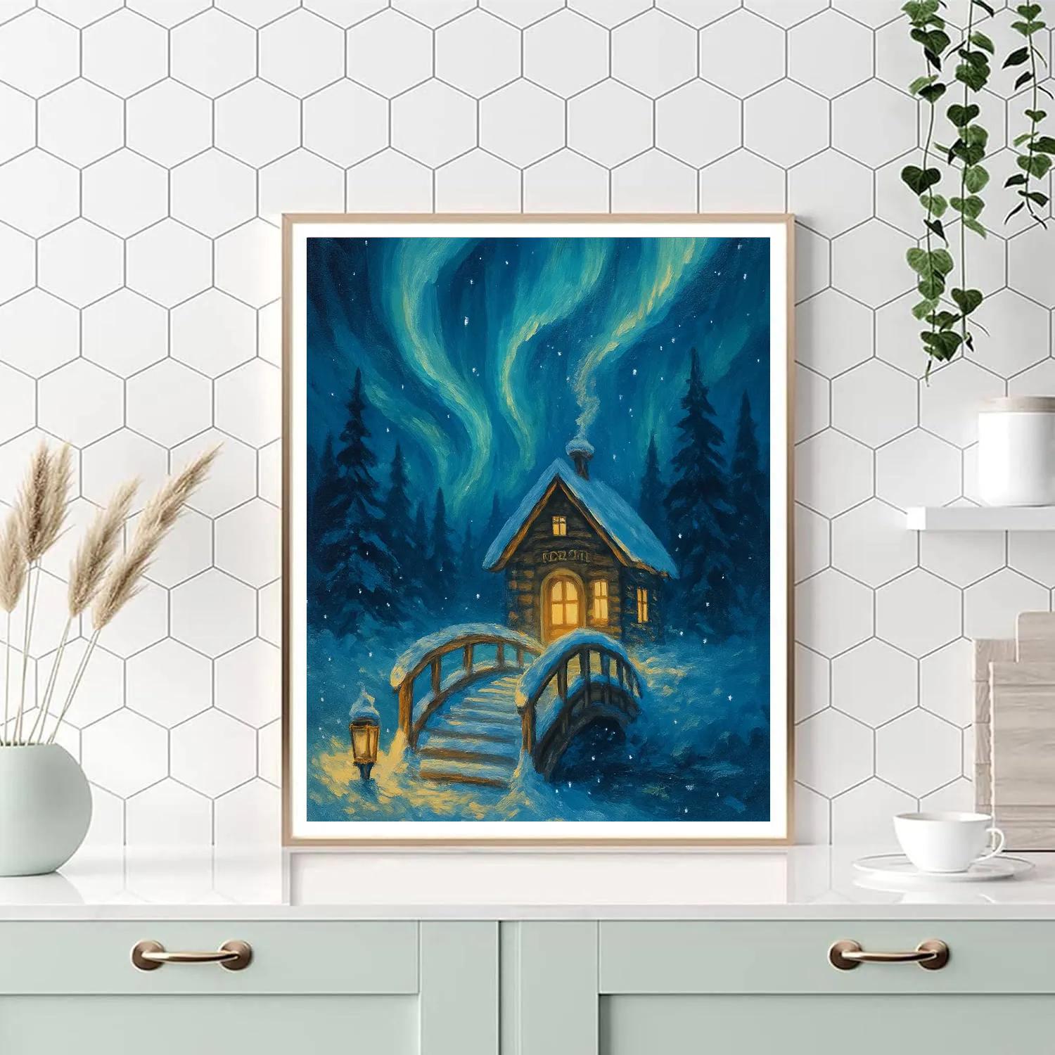 Aurora Pine Library Bridge Numbered painting kits