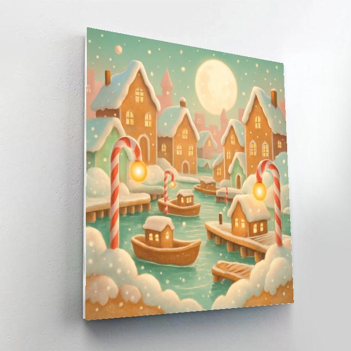 Moonrise Gingerbread Harbor DIY paint by numbers