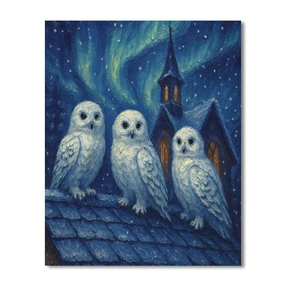 Snowbound Choir Of Owls DIY paint by numbers
