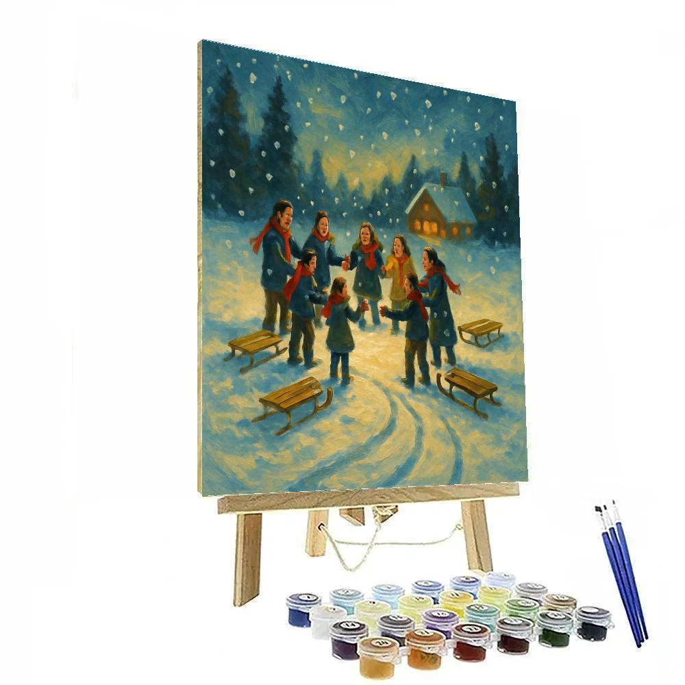 Pine Meadow Sled Circle Painting by numbers kit