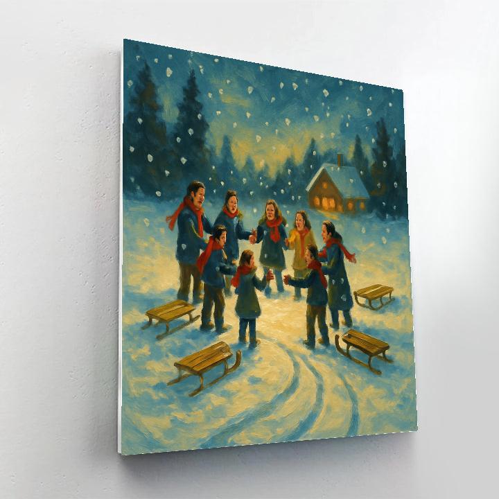 Pine Meadow Sled Circle Painting by numbers kit