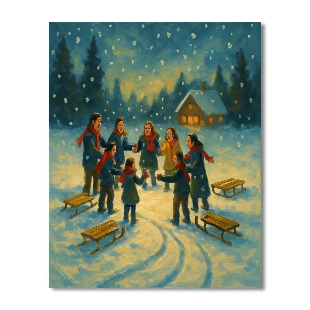 Pine Meadow Sled Circle Painting by numbers kit