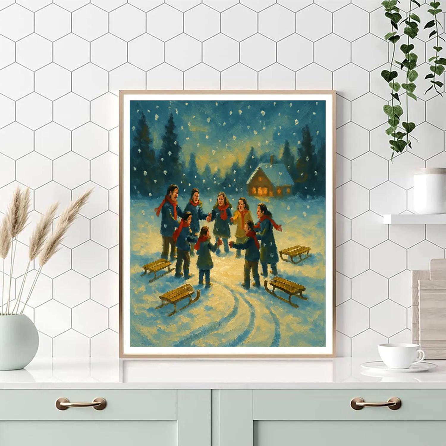 Pine Meadow Sled Circle Painting by numbers kit