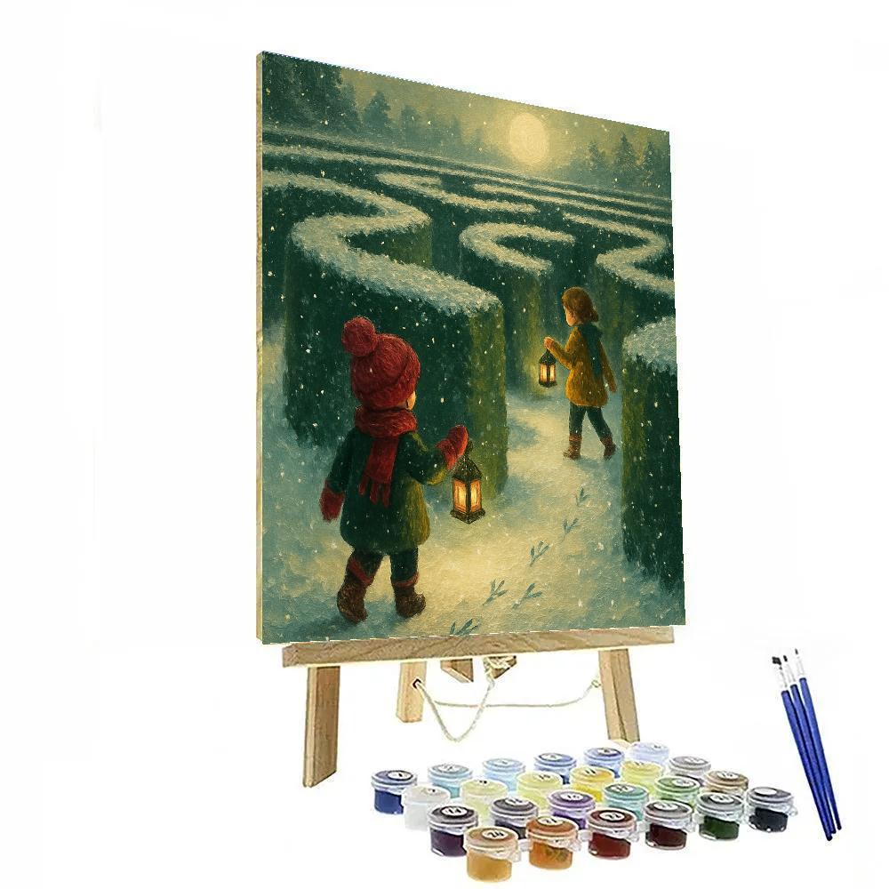 Snow Lantern Hedge Maze DIY paint by numbers