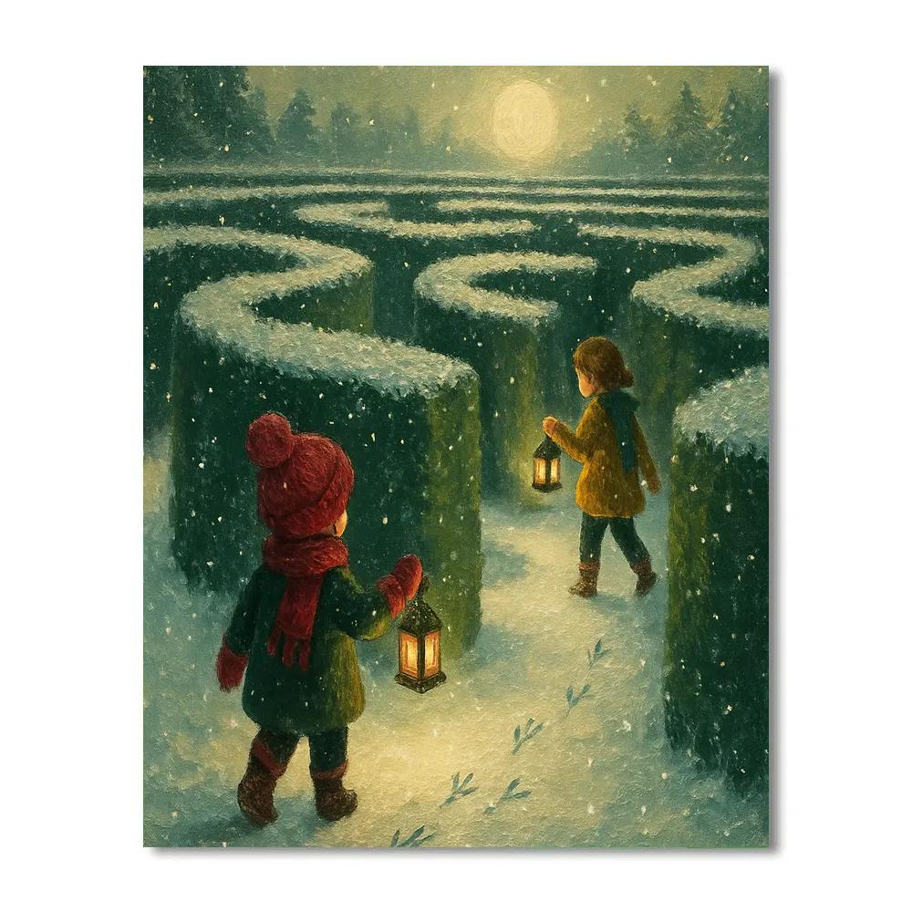 Snow Lantern Hedge Maze DIY paint by numbers