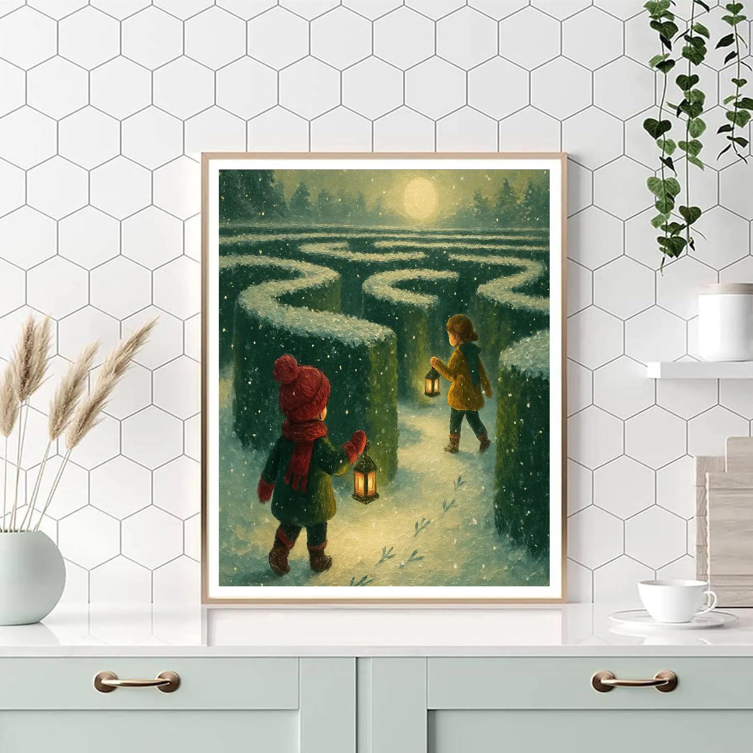 Snow Lantern Hedge Maze DIY paint by numbers