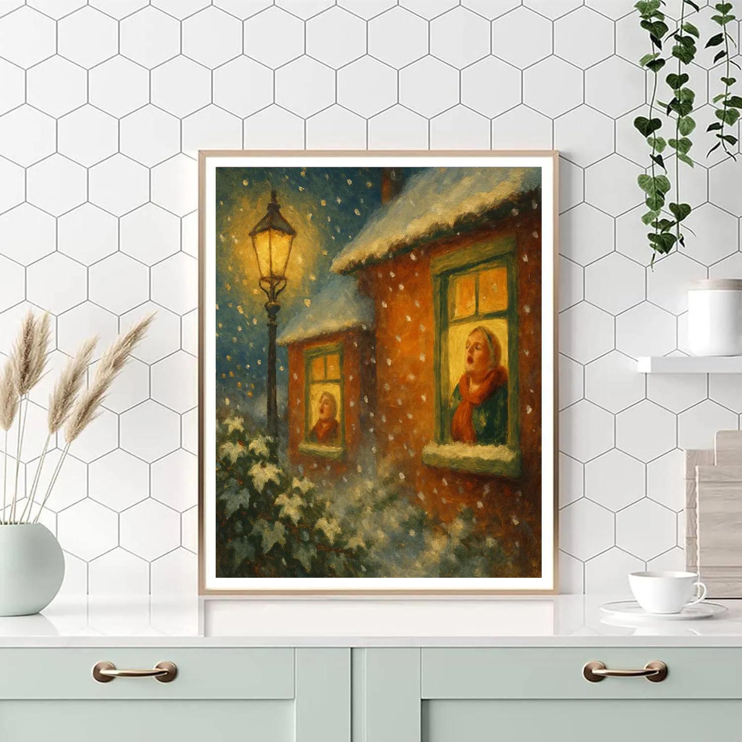 Cottage Window Winter Choir Paint by numbers art