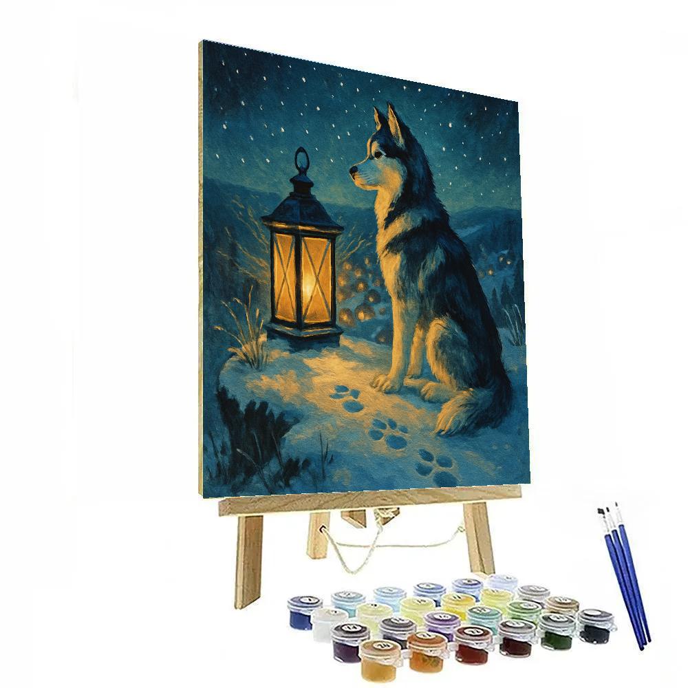 Polar Lantern Dog Watch Painting by numbers kit