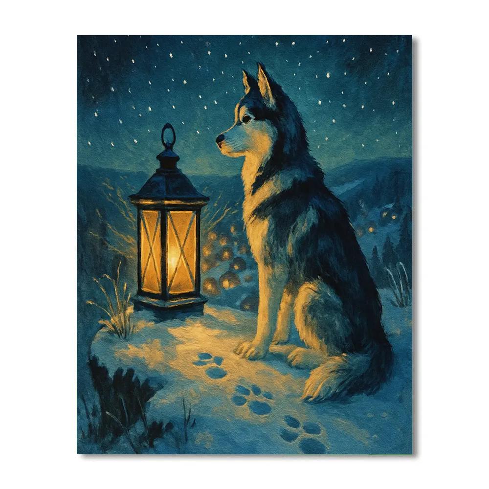 Polar Lantern Dog Watch Painting by numbers kit
