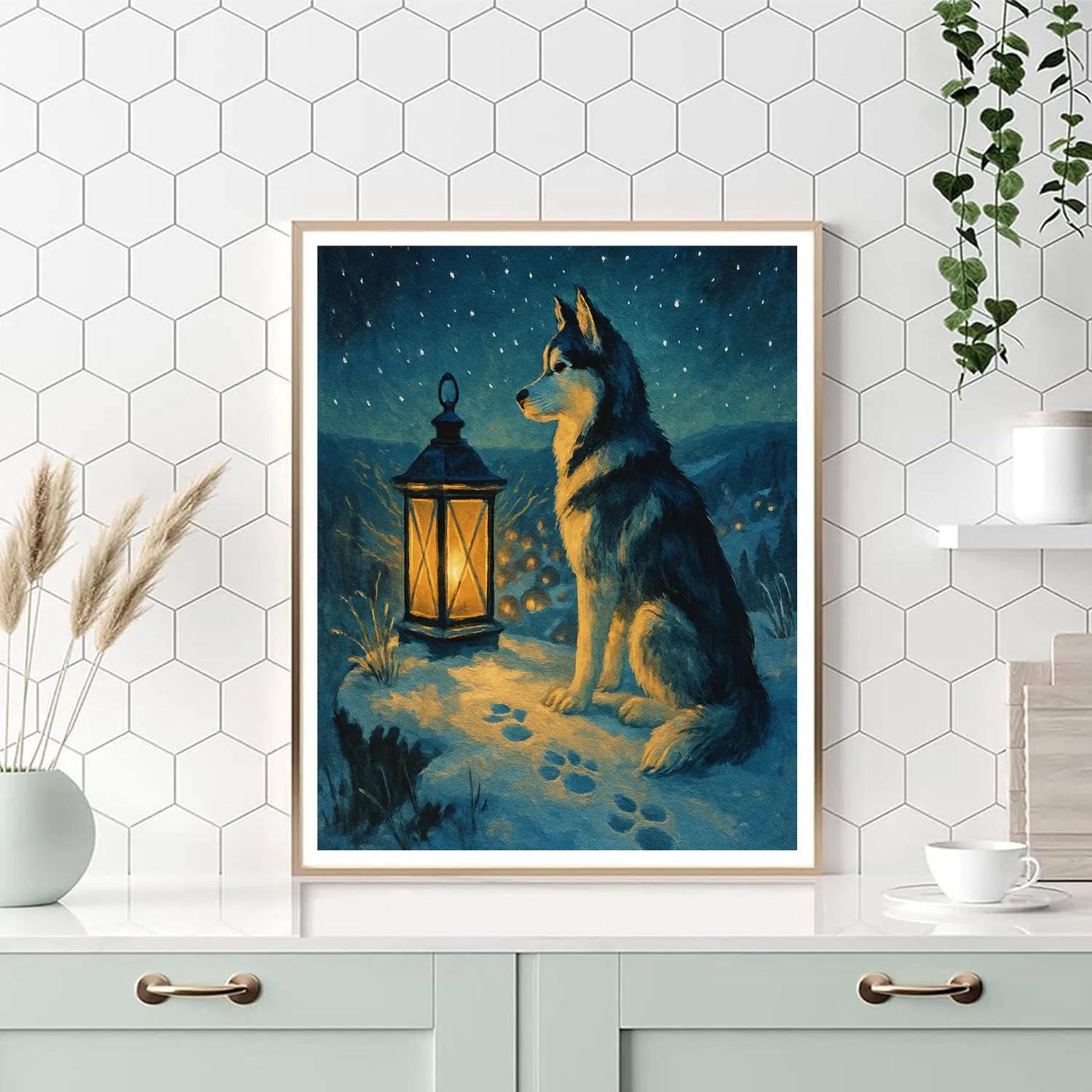 Polar Lantern Dog Watch Painting by numbers kit